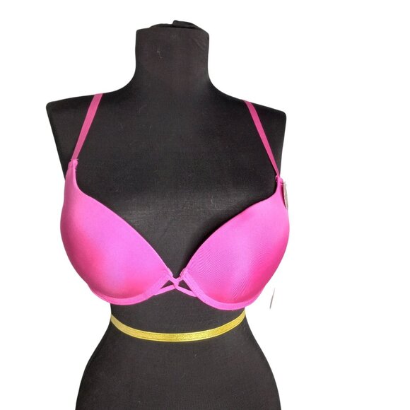 Miss BHavin 36C Bra Hot Pink Padded Push Up Adjustable Straps Back Closure NEW - Picture 1 of 6